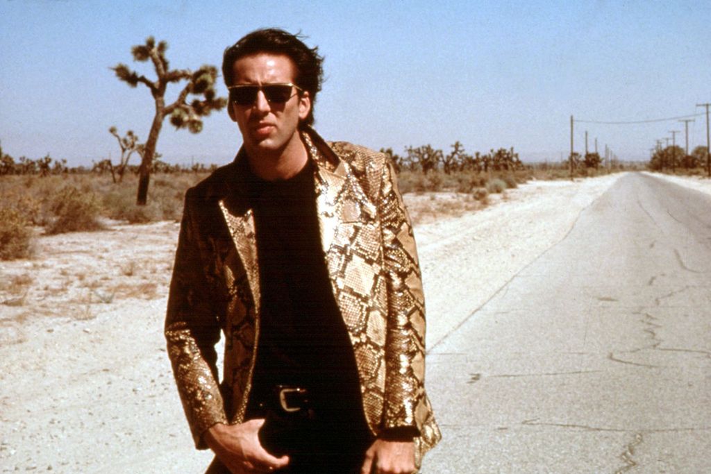 Nicolas Cage as Sailor Ripley in a snakeskin jacket from Wild at Heart